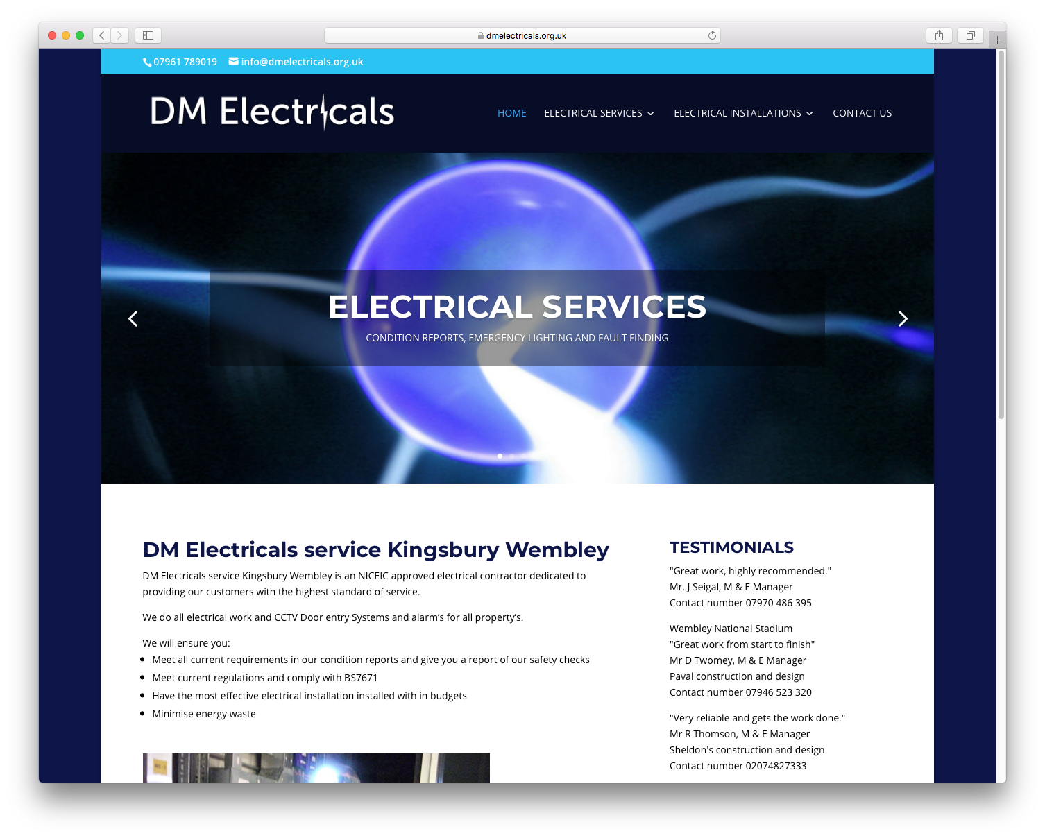 DM Electricals website